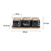 Marble-Print Ceramic Spice Jar Set — alternate angle showing full form