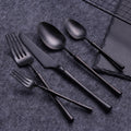 Matte Stainless Flatware Set 24-Piece — 24-piece matte stainless set with segmented handles in black or gold