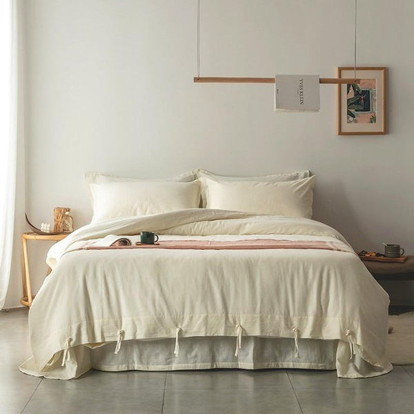 Cotton-Linen Rope-Tie Duvet Cover Set
