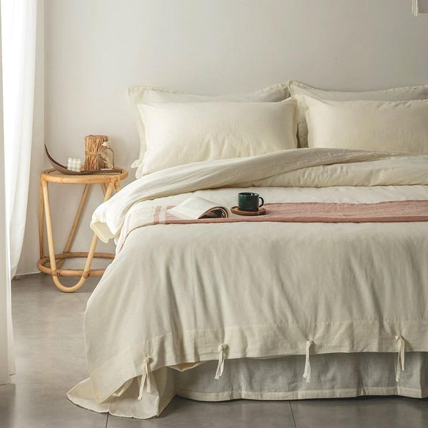 Cotton-Linen Rope-Tie Duvet Cover Set