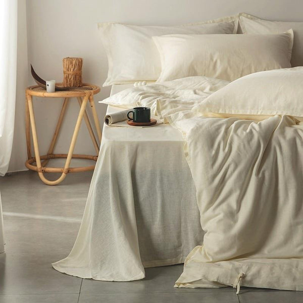 Cotton-Linen Rope-Tie Duvet Cover Set