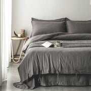 Cotton-Linen Rope-Tie Duvet Cover Set