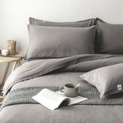 Cotton-Linen Rope-Tie Duvet Cover Set