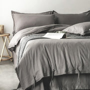 Cotton-Linen Rope-Tie Duvet Cover Set