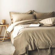 Cotton-Linen Rope-Tie Duvet Cover Set