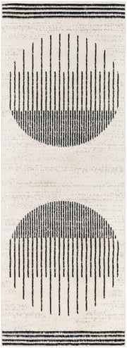 Abstract Stripe Black Cream Area Rug
