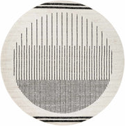 Abstract Stripe Black Cream Area Rug
