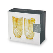 Art Deco Ribbed Crystal Highball Set