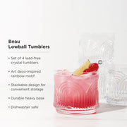 Art Deco Arch Crystal Tumbler Set