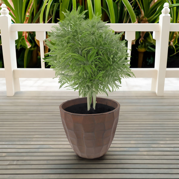 Faceted Resin Round Outdoor Planter