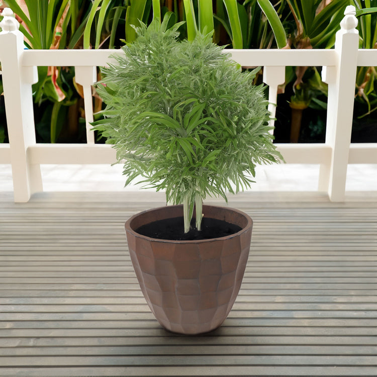 Faceted Resin Round Outdoor Planter