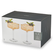 Ribbed Crystal Gold-Rim Coupe Set