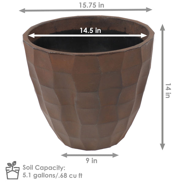 Faceted Resin Round Outdoor Planter