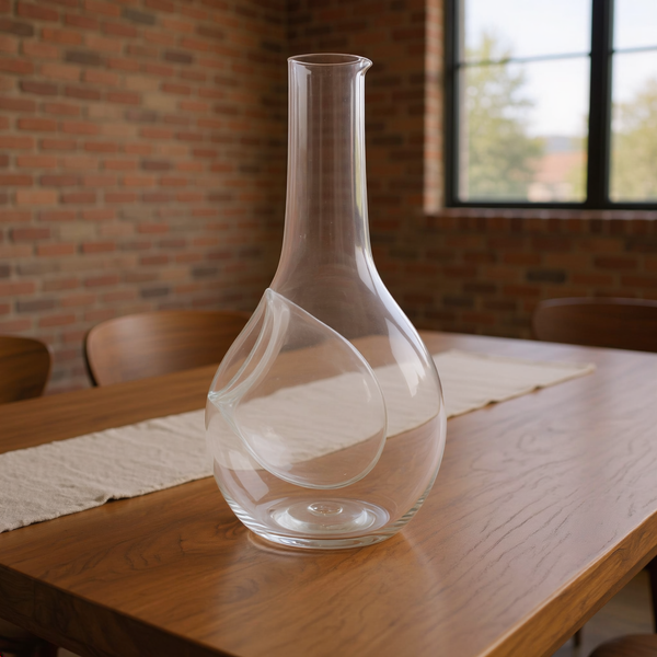 Recycled Glass Wine Cooler Decanter styled in a warm editorial loft