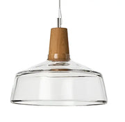 Tinted Glass Wood-Canopy Pendant Light