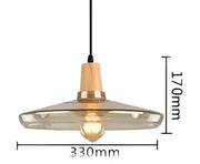 Tinted Glass Wood-Canopy Pendant Light