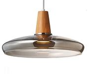 Tinted Glass Wood-Canopy Pendant Light