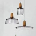 Tinted Glass Wood-Canopy Pendant Light