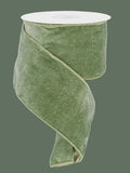Sage Green Velvet & Satin Ribbon, 10 yd