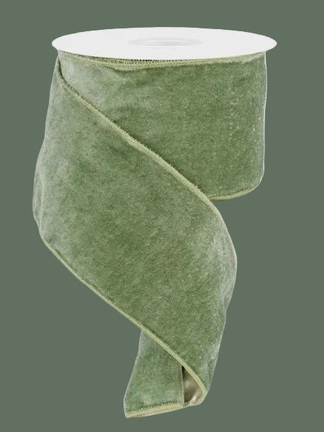 Sage Green Velvet & Satin Ribbon, 10 yd