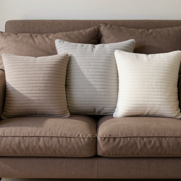 Color options for Ribbed Bouclé-Texture Euro Pillow grouped on coordinated upholstered seating