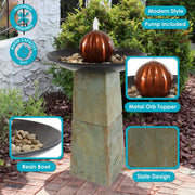 Slate Pedestal Orb Outdoor Fountain