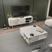 Grooved Square Wood-Grain Coffee Table