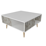 Grooved Square Wood-Grain Coffee Table