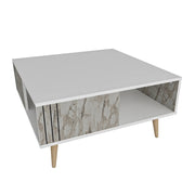 Grooved Square Wood-Grain Coffee Table