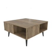 Grooved Square Wood-Grain Coffee Table