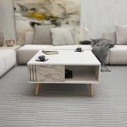 Grooved Square Wood-Grain Coffee Table