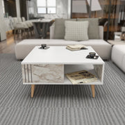 Grooved Square Wood-Grain Coffee Table