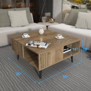 Grooved Square Wood-Grain Coffee Table