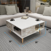 Grooved Square Wood-Grain Coffee Table