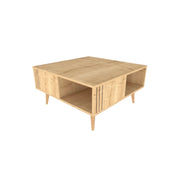 Grooved Square Wood-Grain Coffee Table