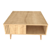 Grooved Square Wood-Grain Coffee Table