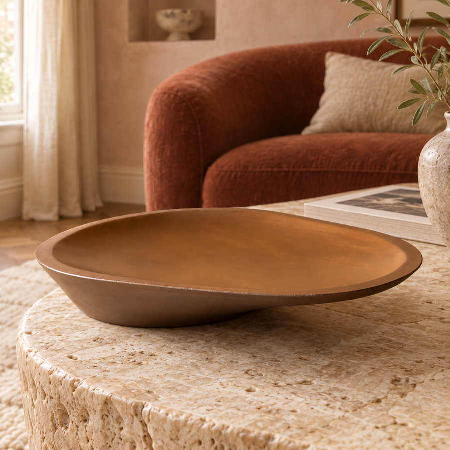 Asymmetric Matte Ceramic Centerpiece Bowl