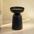 Matte Black Fluted Pedestal Accent Table