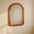 Arched Walnut Wood Frame Wall Mirror
