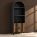 Arched Black Wood Bar Cabinet