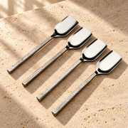 Stainless Steel Cheese Scoop Set of 4 on a sunlit pale travertine counter