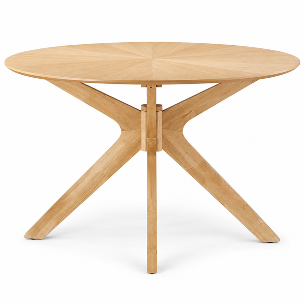 Oak-Finish Oval Dining Table alone on a white background