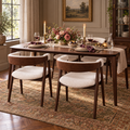 Walnut Veneer Dining Table and Chair Set