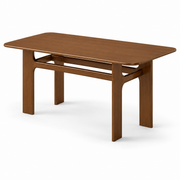 Walnut-Finish Rectangular Dining Table alone on a white background