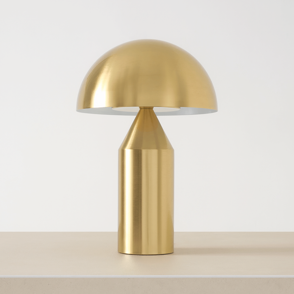 Dome Shade Metal Table Lamp on a neutral concrete tabletop