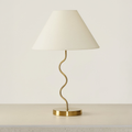 Squiggle Base Cream Shade Table Lamp