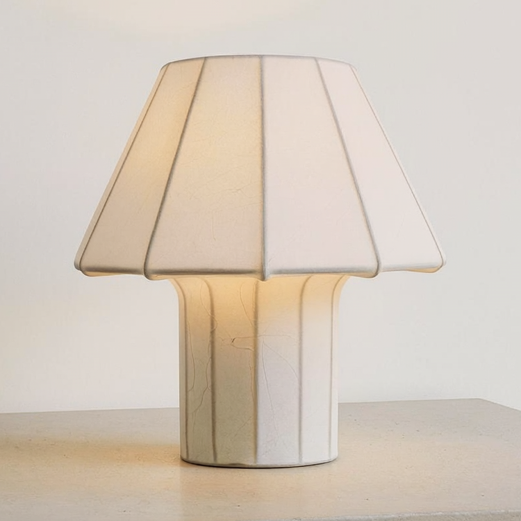 Resin Mushroom Table Lamp on a neutral concrete tabletop