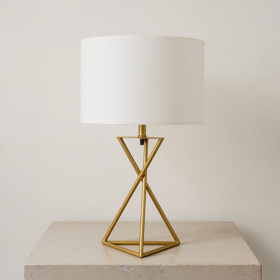 Geometric Matte Gold Metal Table Lamp
