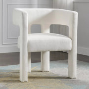 Bouclé Sculptural Accent Armchair — scale reference and proportion detail