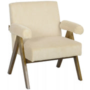 Wide-Wale Corduroy Accent Armchair styled on a sunlit patio with side table